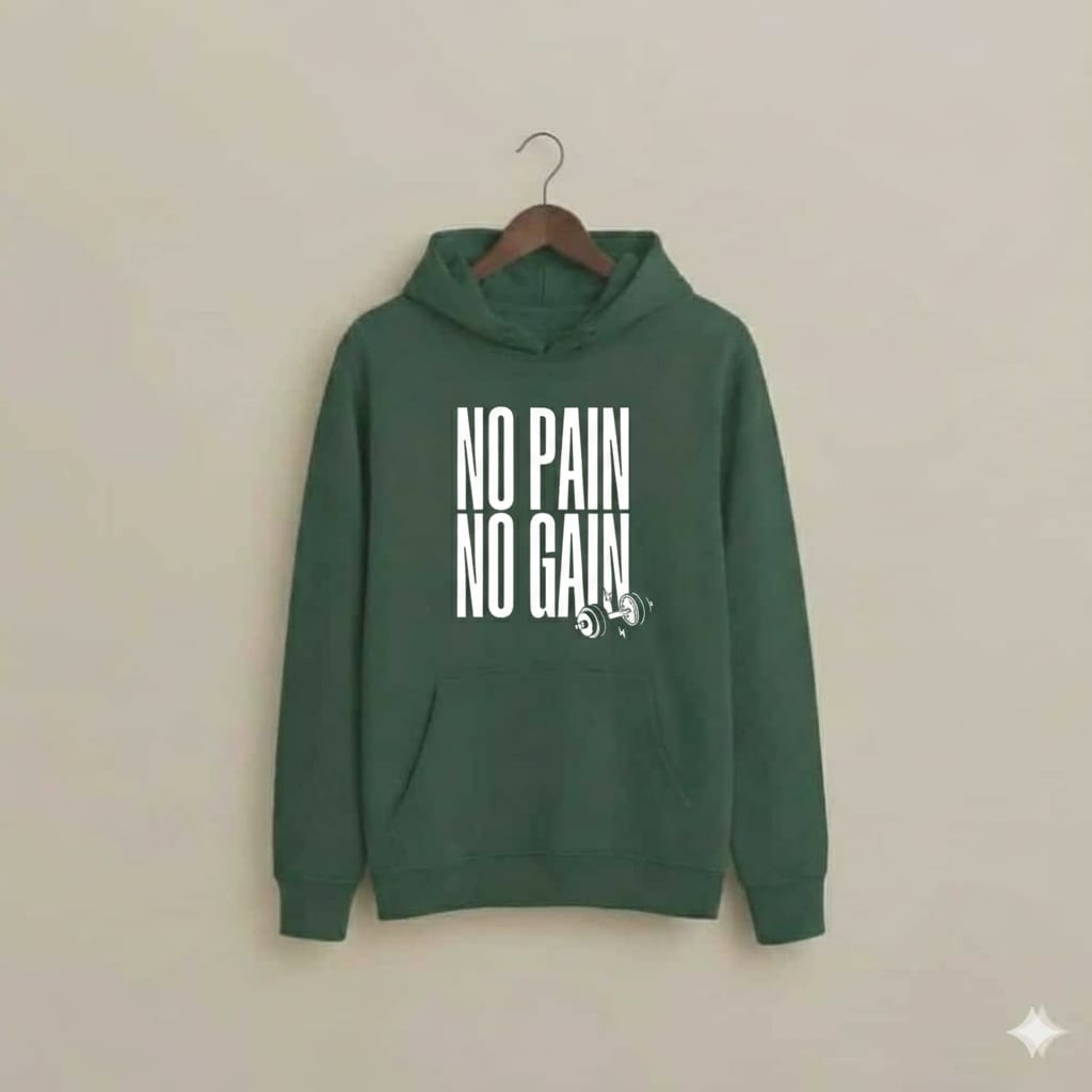 Premium "No Pain No Gain" Motivational Gym Hoodie for Men & Women – Soft Cotton Fleece
