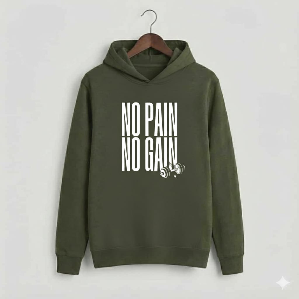 Premium "No Pain No Gain" Motivational Gym Hoodie for Men & Women – Soft Cotton Fleece